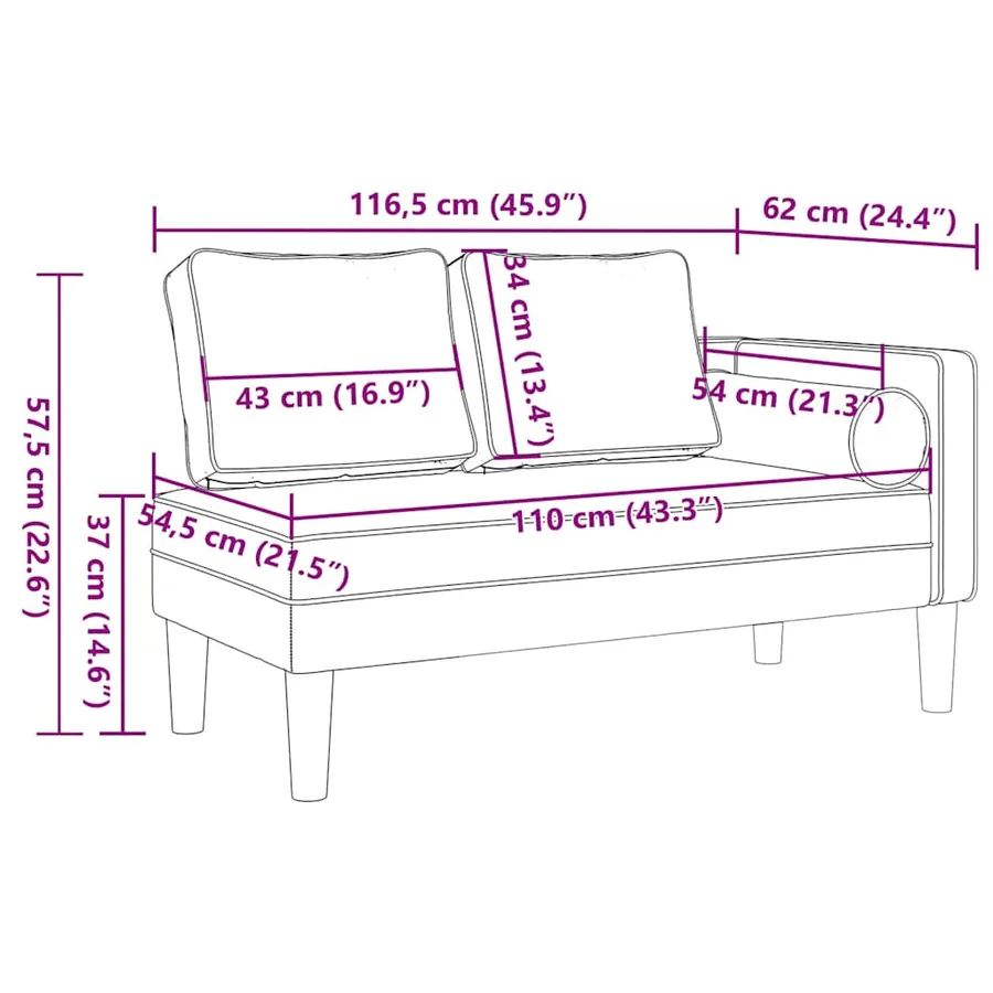 Chaise longue avec coussins blanc similicuir - 8