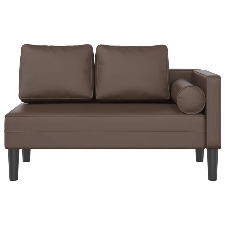Chaise longue avec coussins marron similicuir - 3