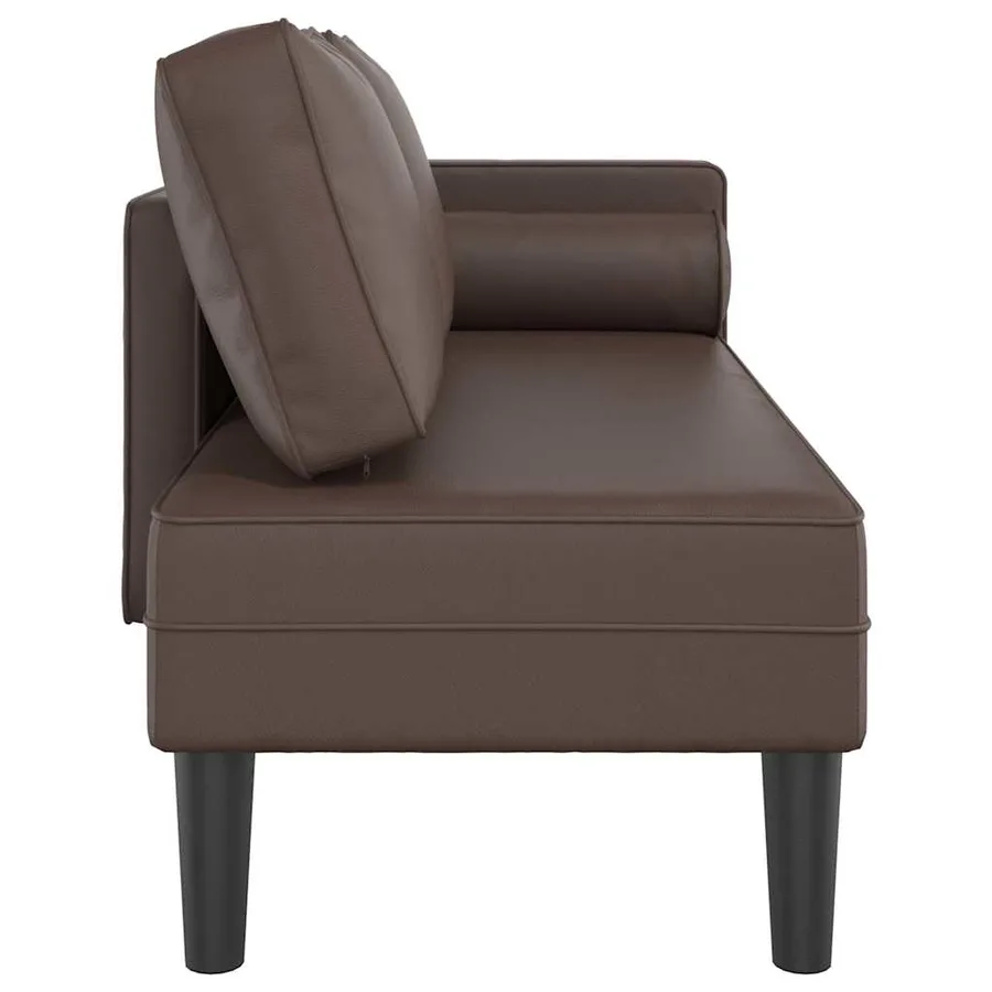 Chaise longue avec coussins marron similicuir - 4