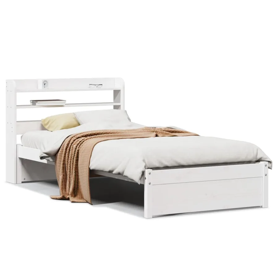 Cadre de lit avec tête de lit sans matelas blanc 75x190 cm - 2