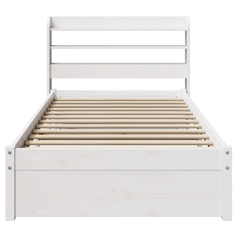 Cadre de lit avec tête de lit sans matelas blanc 75x190 cm - 4