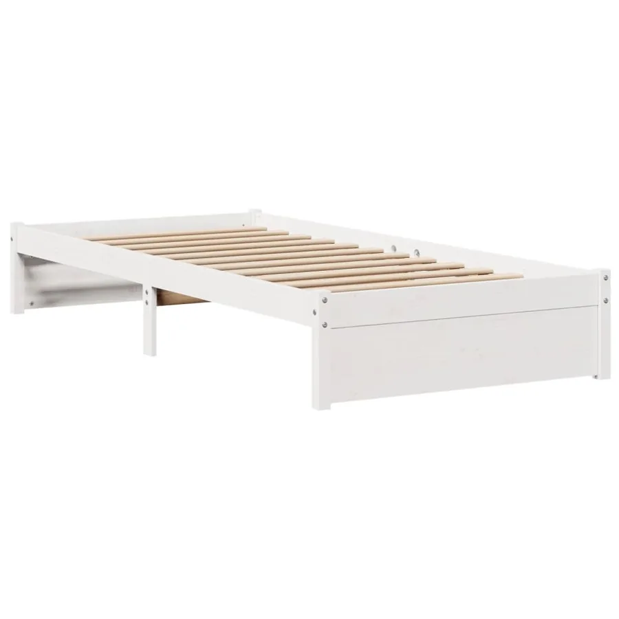Cadre de lit avec tête de lit sans matelas blanc 75x190 cm - 5