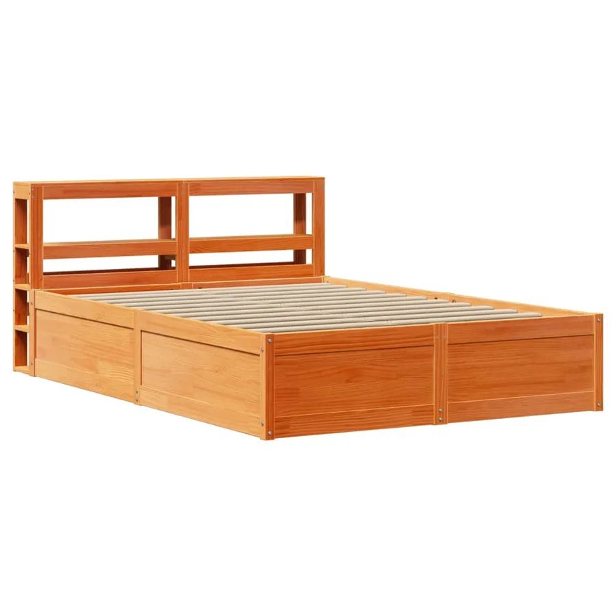 Cadre de lit avec tête de lit cire marron 140x190cm bois de pin - 2