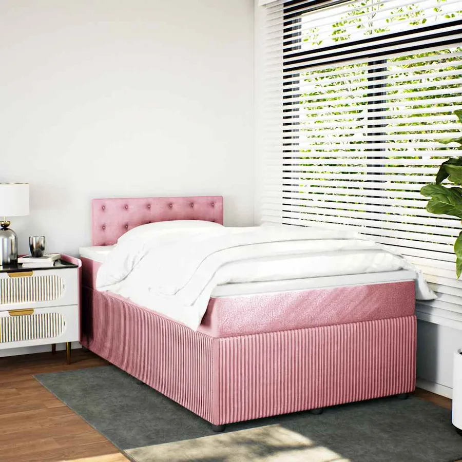 Sommier à lattes de lit avec matelas Rose 120x200 cm Velours - 5