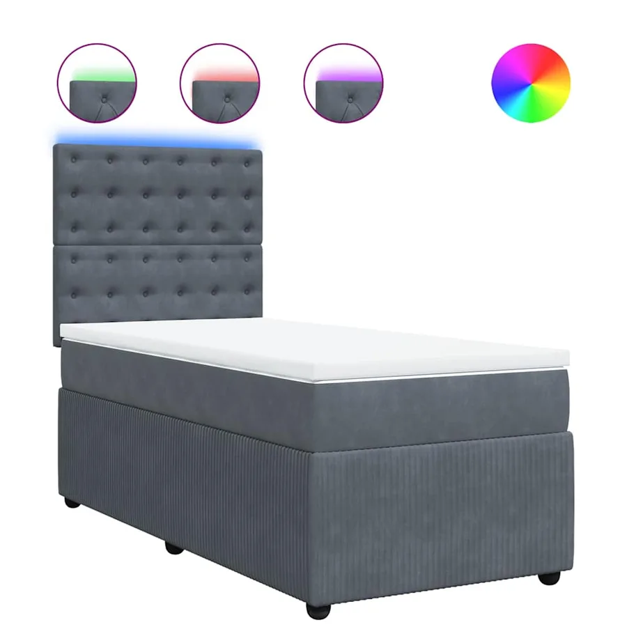 Sommier à lattes de lit et matelas Gris foncé 90x190 cm Velours - 2