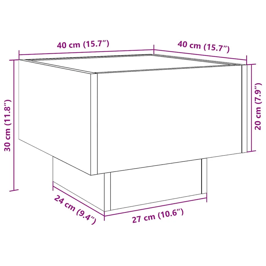 Table d'appoint et LED chêne sonoma 40x40x30 cm bois ingénierie - 13