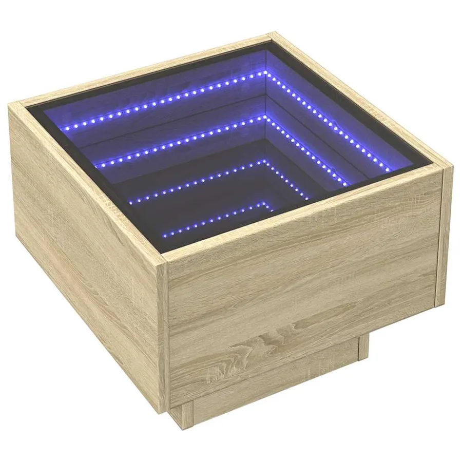 Table d'appoint et LED chêne sonoma 40x40x30 cm bois ingénierie - 3