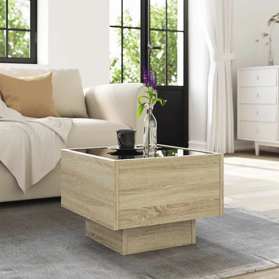 Table d'appoint et LED chêne sonoma 40x40x30 cm bois ingénierie - 4