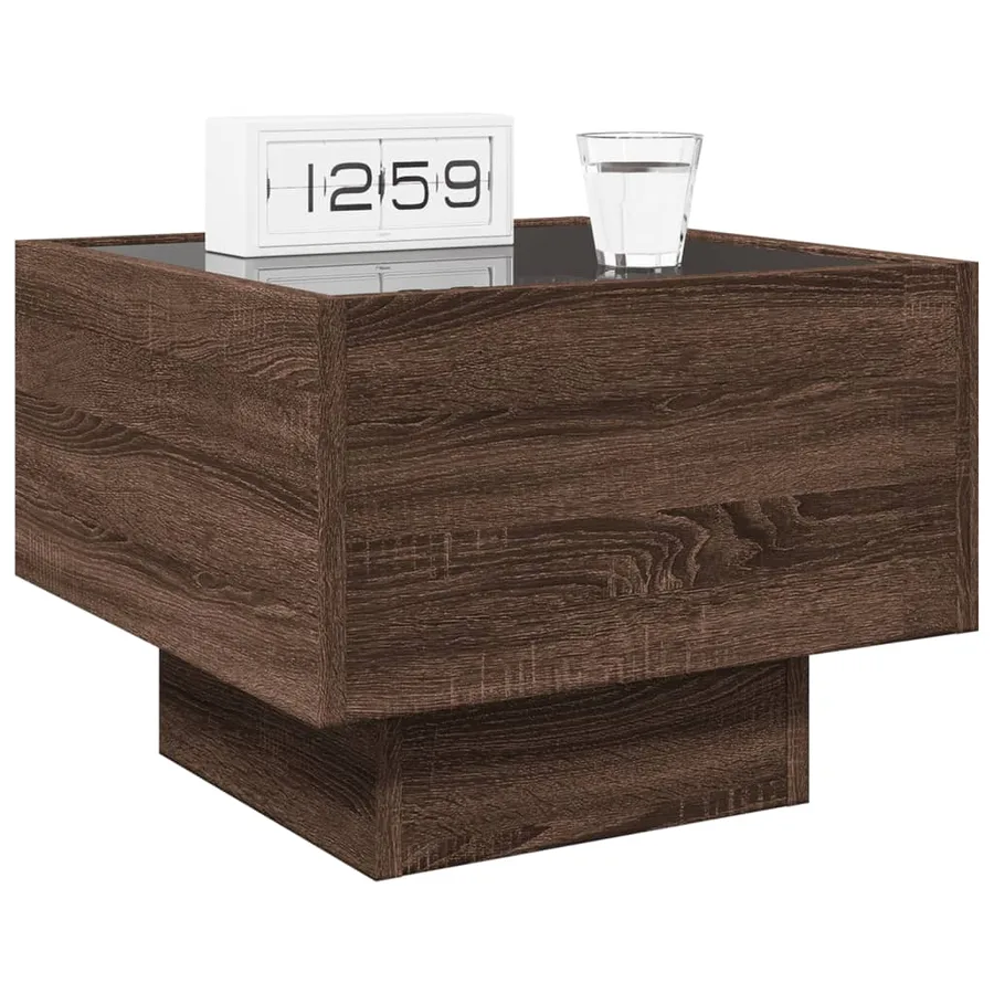Table de chevet avec LED infini chêne marron 40x40x30 cm - 5