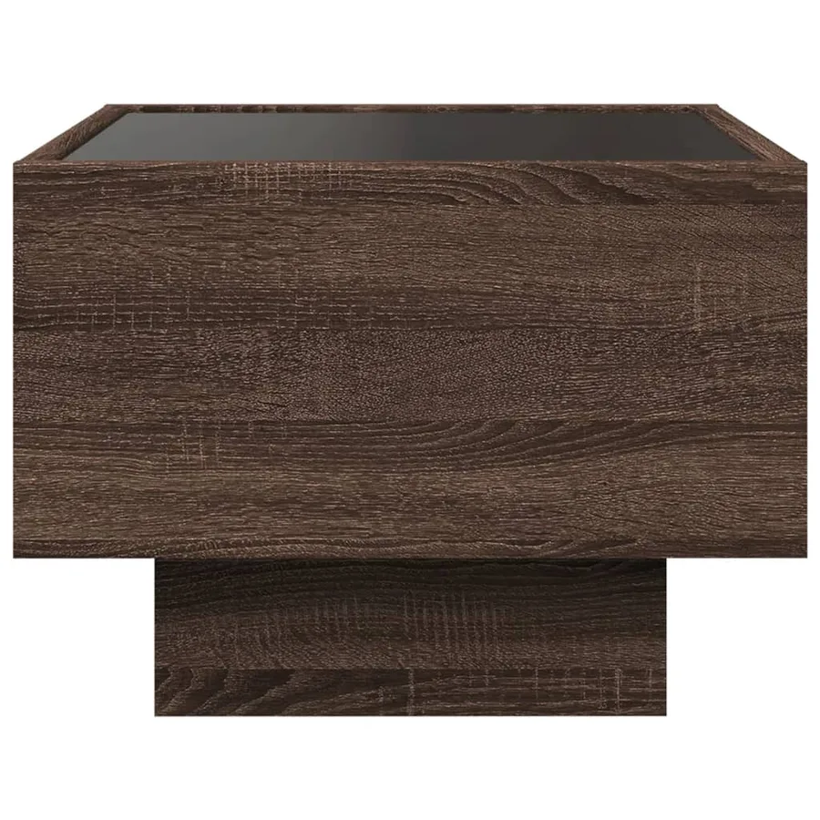 Table de chevet avec LED infini chêne marron 40x40x30 cm - 7