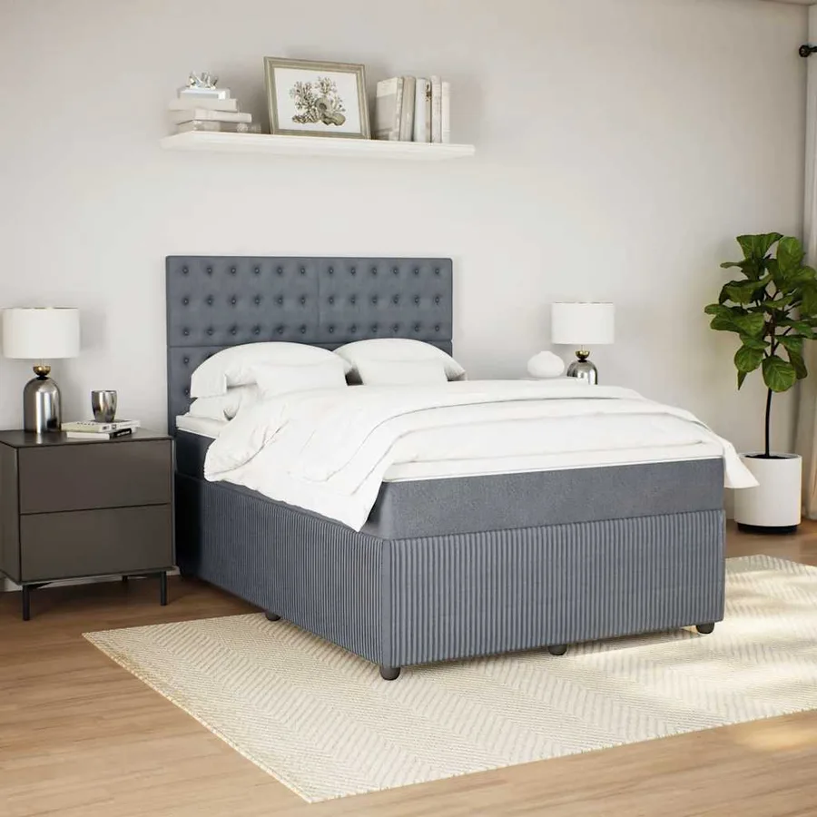 Sommier à lattes de lit et matelas Gris foncé 140x190cm Velours - 3