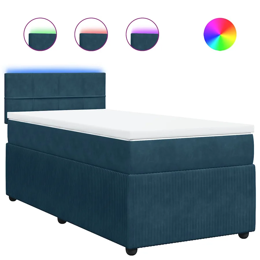 Sommier à lattes de lit avec matelas bleu 90x200 cm velours - 2