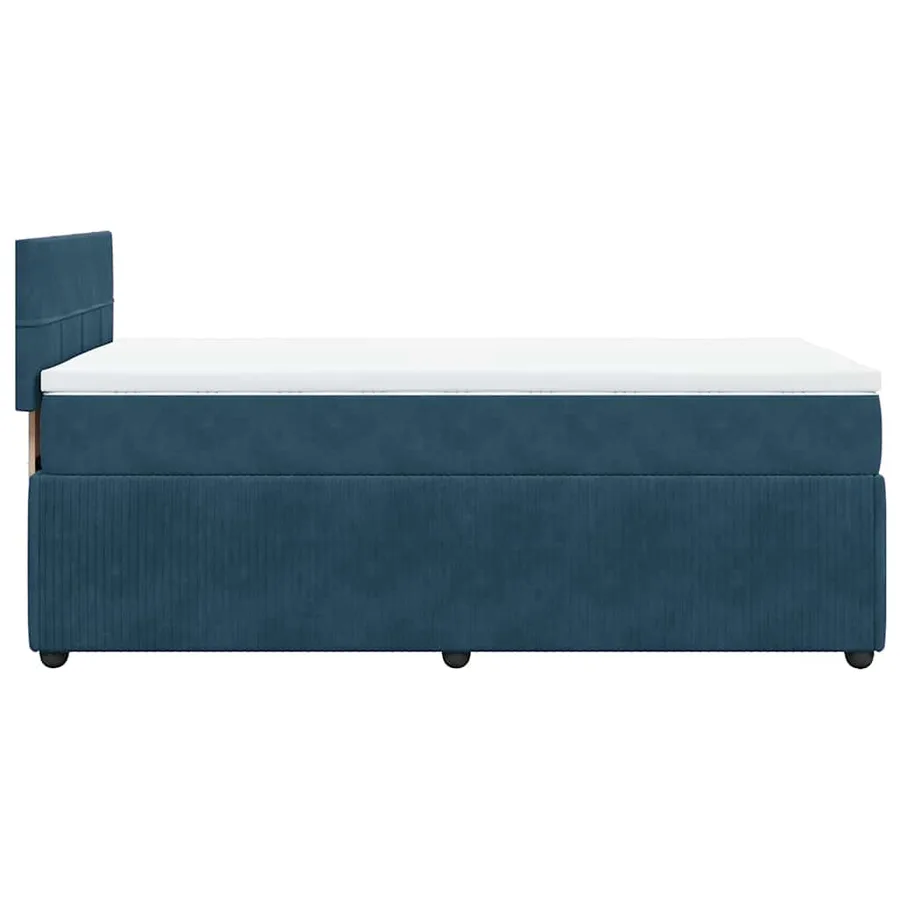 Sommier à lattes de lit avec matelas bleu 90x200 cm velours - 7