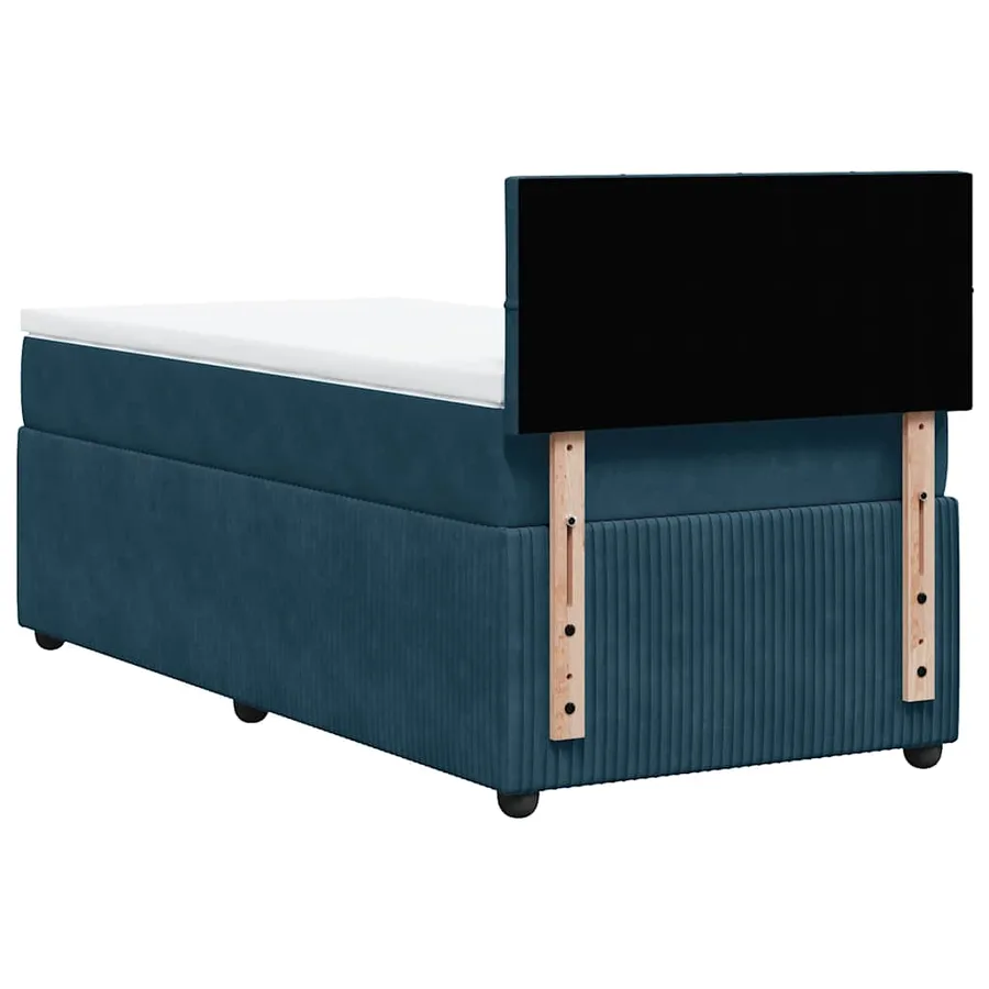Sommier à lattes de lit avec matelas bleu 90x200 cm velours - 8