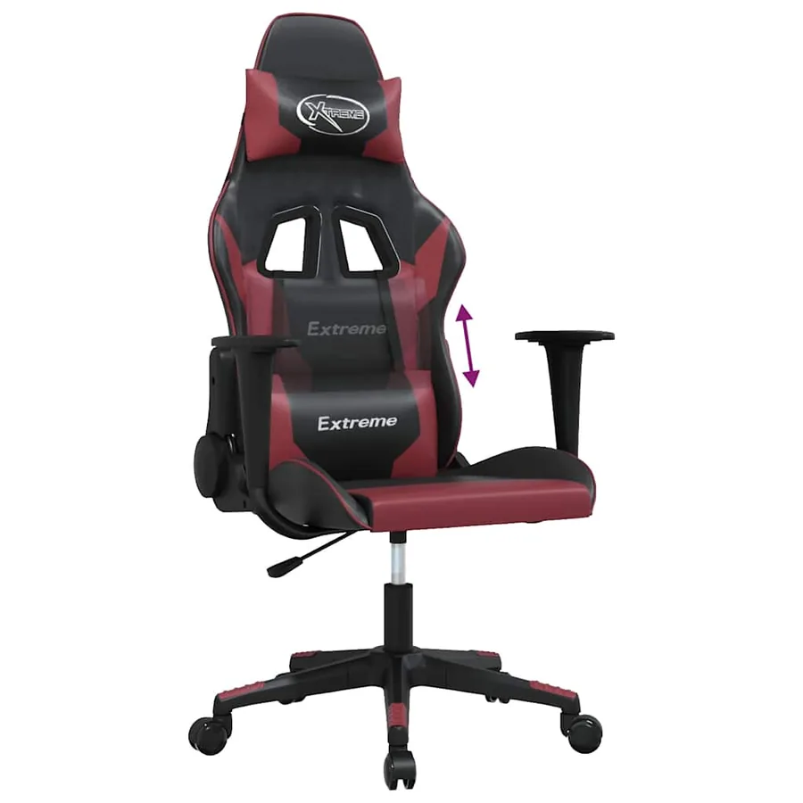 Chaise de jeu Noir et rouge bordeaux Similicuir - 7