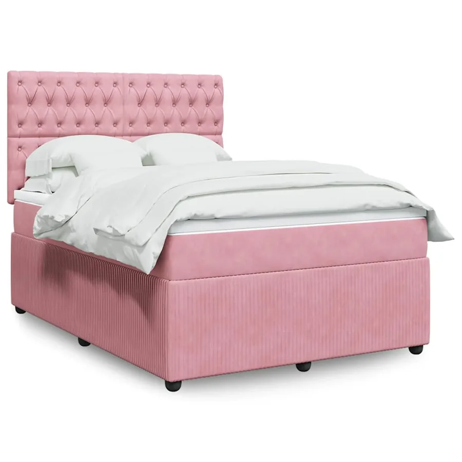 Sommier à lattes de lit avec matelas Rose 140x190 cm Velours