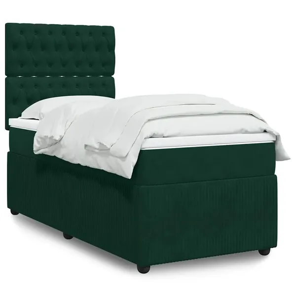 Sommier à lattes de lit avec matelas Vert foncé 90x190 cm