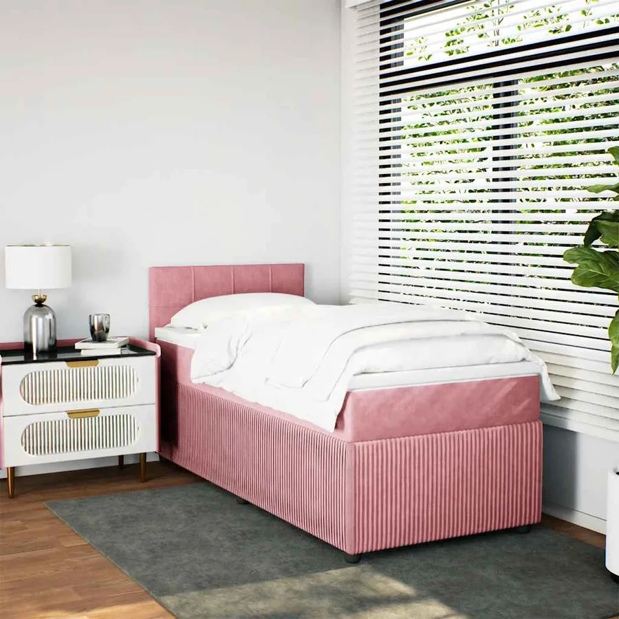 Sommier à lattes de lit avec matelas Rose 90x200 cm Velours - 3
