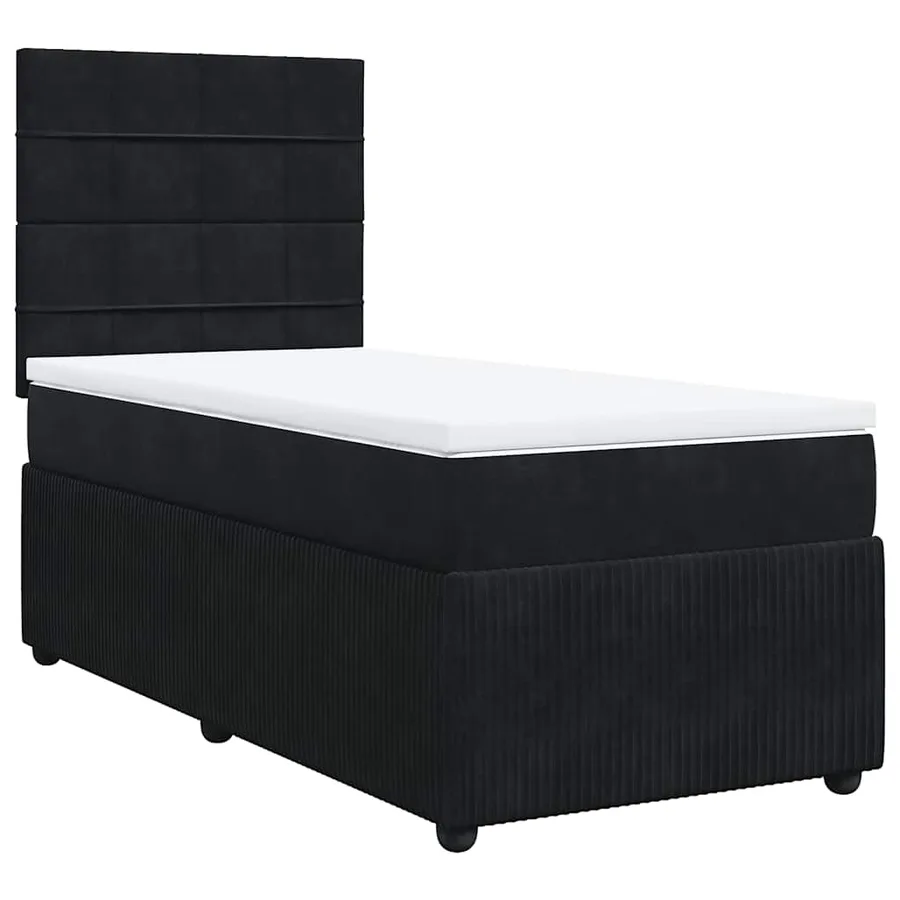 Sommier à lattes de lit avec matelas Noir 90x200 cm Velours - 2