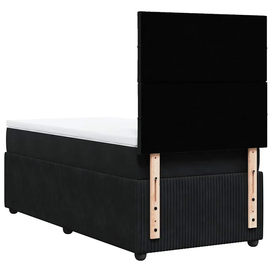 Sommier à lattes de lit avec matelas Noir 90x200 cm Velours - 6