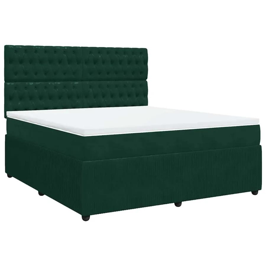 Sommier à lattes de lit et matelas Vert foncé 180x200cm Velours - 2