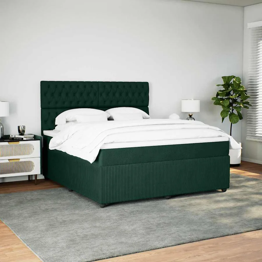 Sommier à lattes de lit et matelas Vert foncé 180x200cm Velours - 3