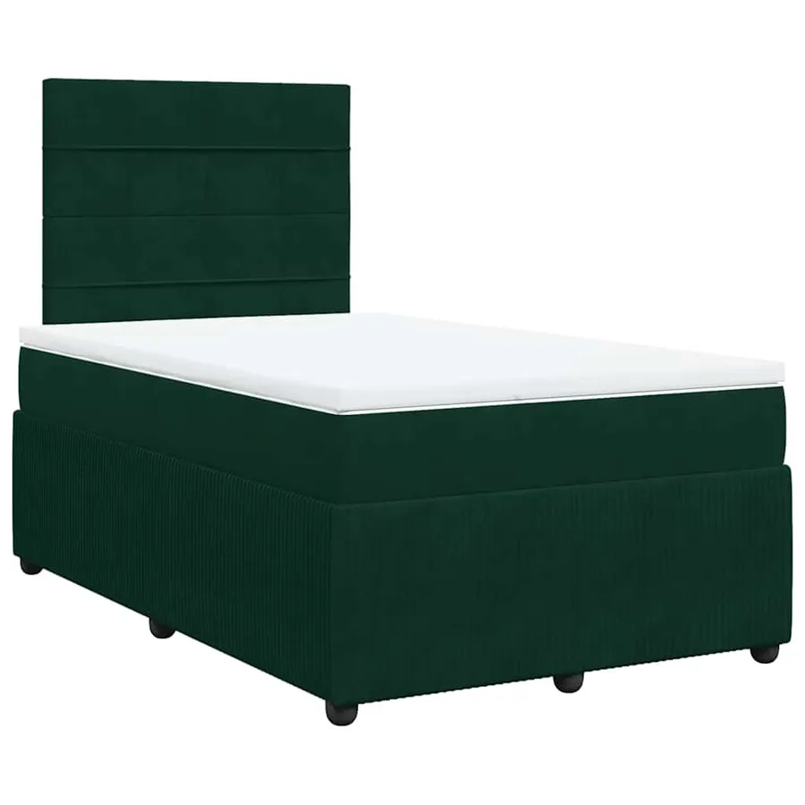 Sommier à lattes de lit avec matelas vert foncé 120x190 cm - 2