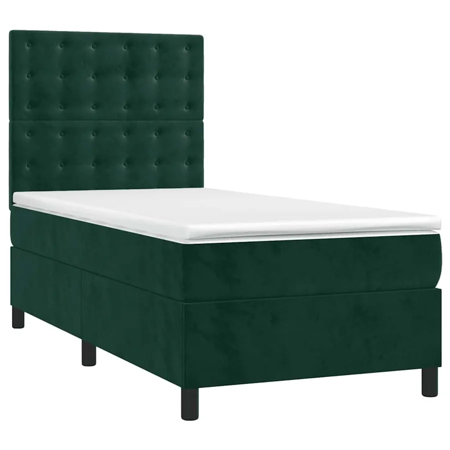 Sommier à lattes de lit et matelas et LED Vert foncé 90x200 cm - 3
