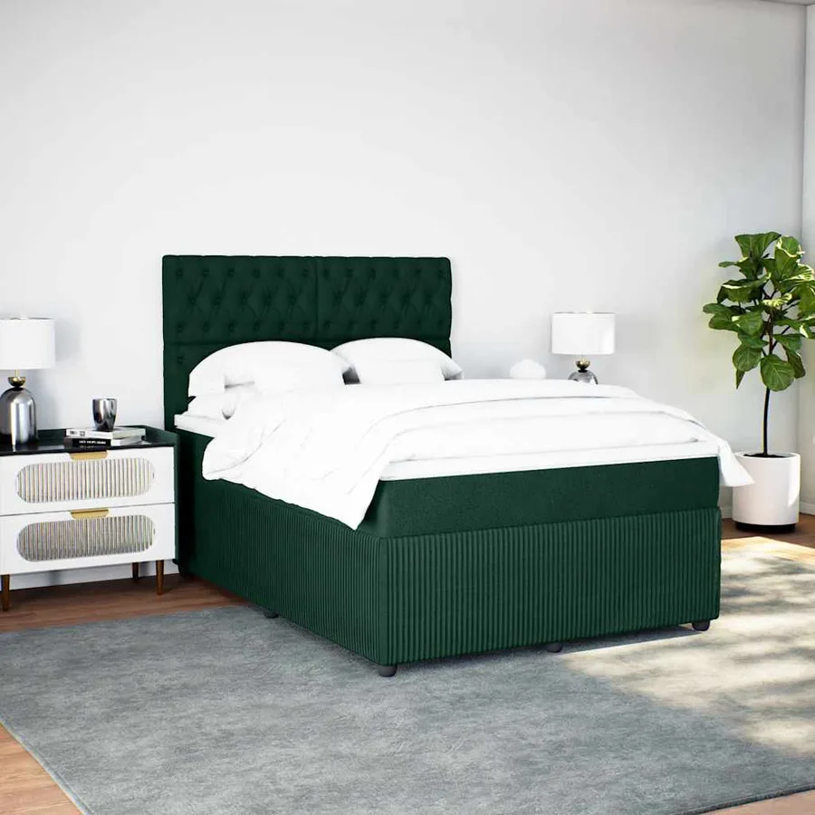 Sommier à lattes de lit et matelas Vert foncé 160x200cm Velours - 3