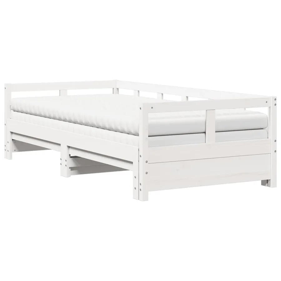 Lit de jour et lit gigogne et matelas 90x200 cm bois pin massif - 2