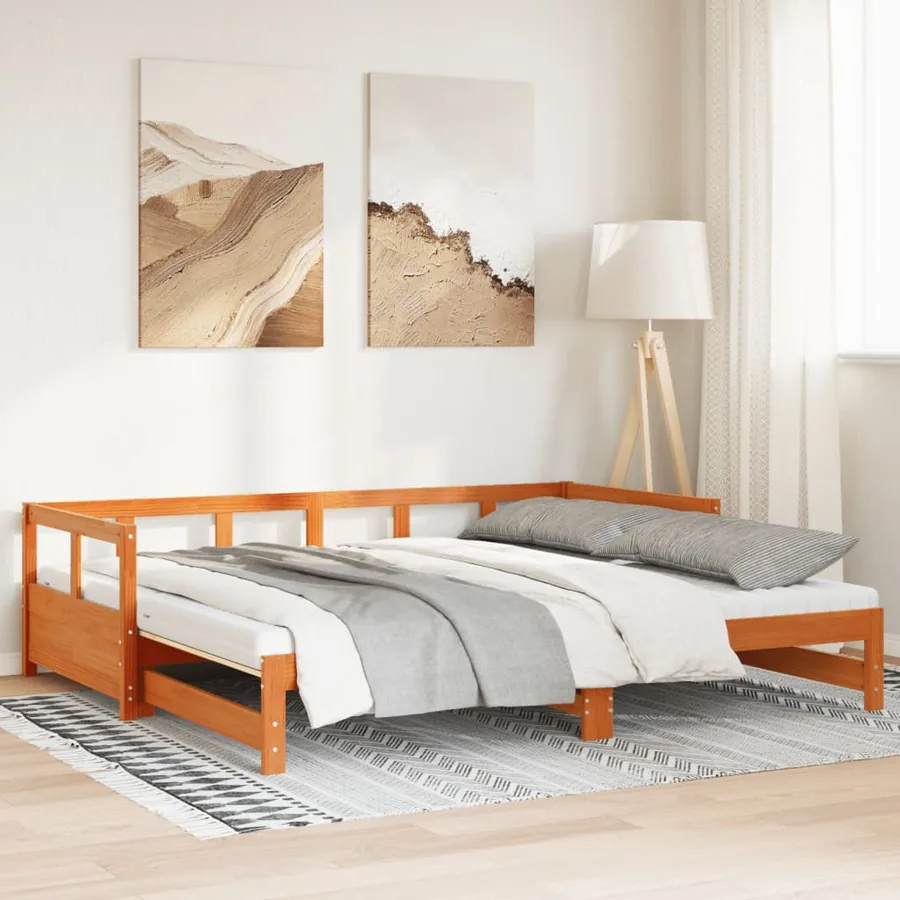 Lit de jour et lit gigogne et matelas 80x200 cm bois pin massif