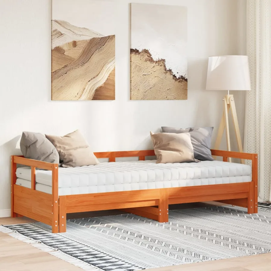 Lit de jour et lit gigogne et matelas 80x200 cm bois pin massif - 3