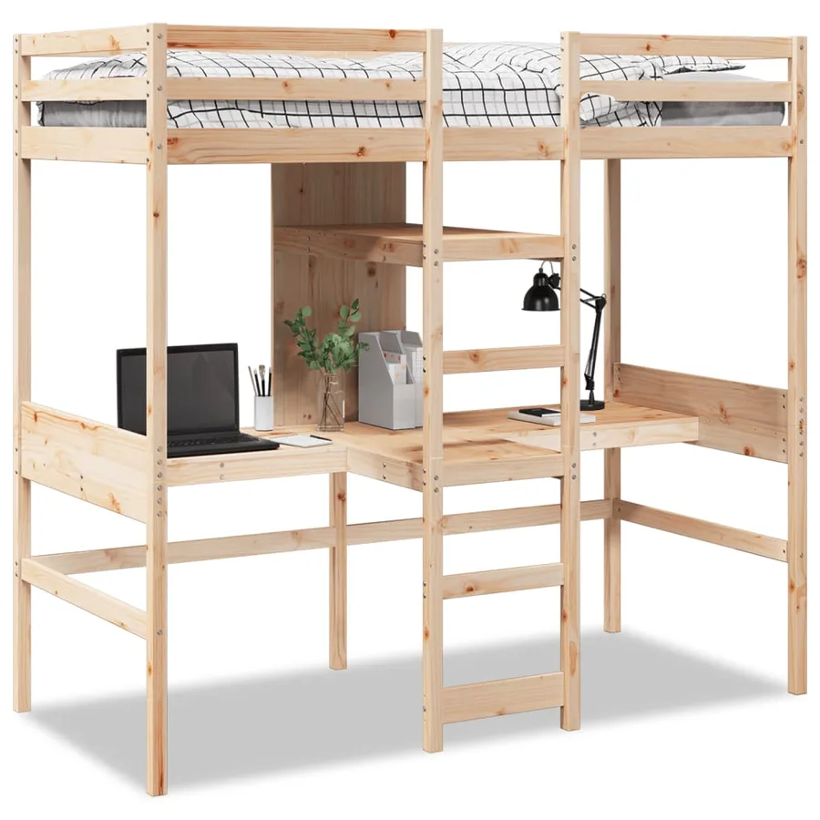 Cadre de lit superposé sans matelas 80x200cm bois massif de pin - 2