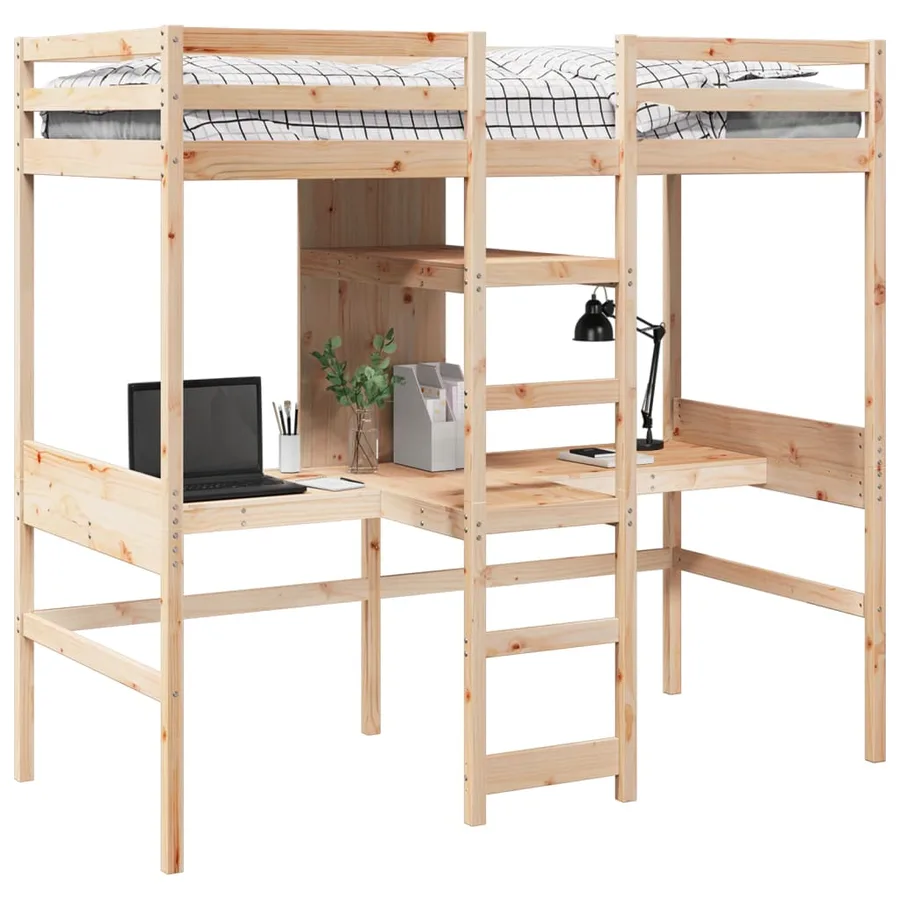 Cadre de lit superposé sans matelas 80x200cm bois massif de pin - 4