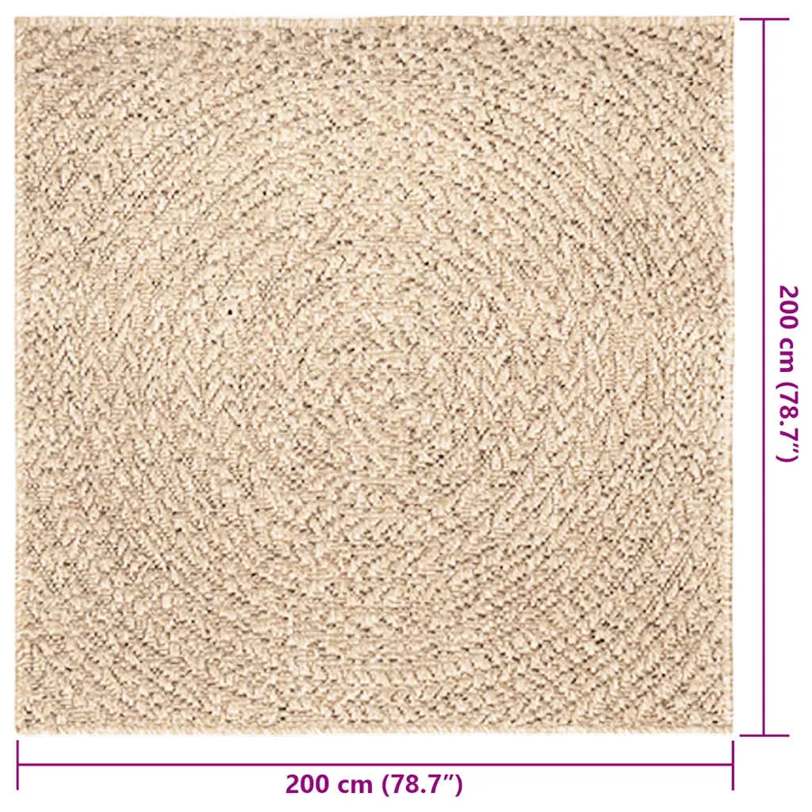 Tapis ZIZUR beige 200x200 cm aspect de jute intérieur extérieur - 7