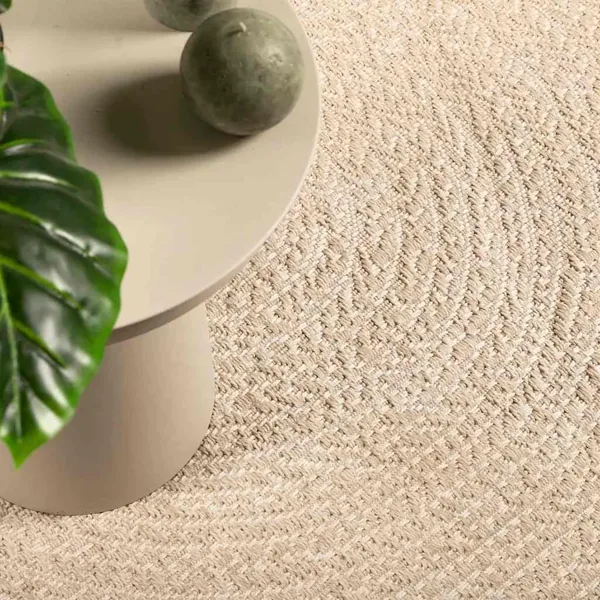 Tapis ZIZUR beige 120x120 cm aspect de jute intérieur extérieur