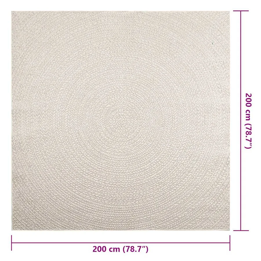 Tapis ZIZUR crème 200x200 cm aspect de jute intérieur extérieur - 9