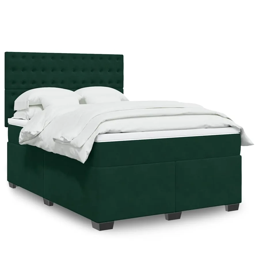 Sommier à lattes de lit et matelas Vert foncé 160x200cm Velours