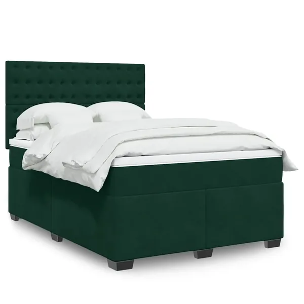 Sommier à lattes de lit et matelas Vert foncé 160x200cm Velours