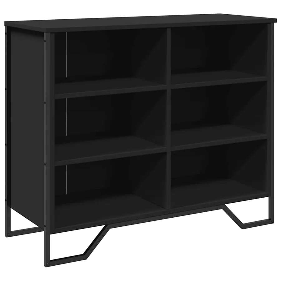 Buffet noir 91x35,5x74,5 cm bois d’ingénierie - 2