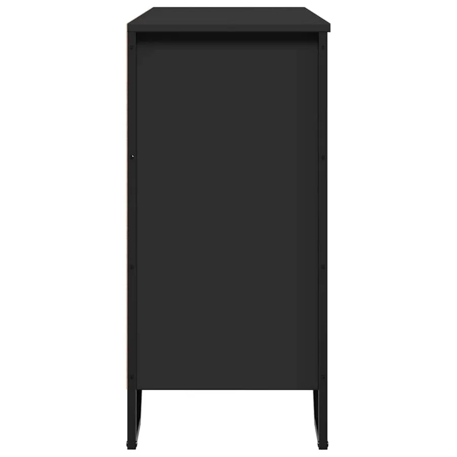 Buffet noir 91x35,5x74,5 cm bois d’ingénierie - 5
