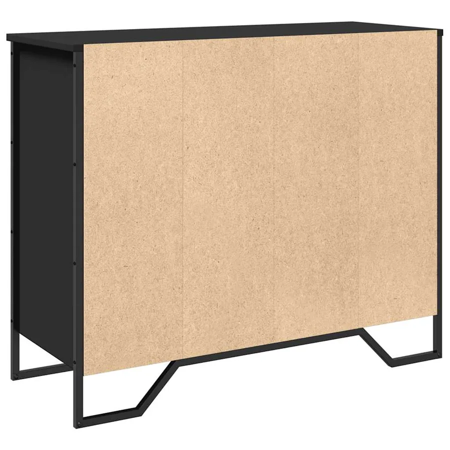 Buffet noir 91x35,5x74,5 cm bois d’ingénierie - 6