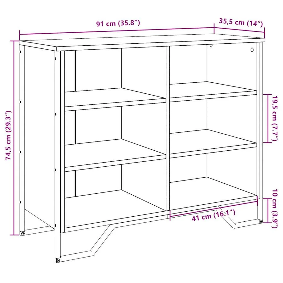 Buffet noir 91x35,5x74,5 cm bois d’ingénierie - 9