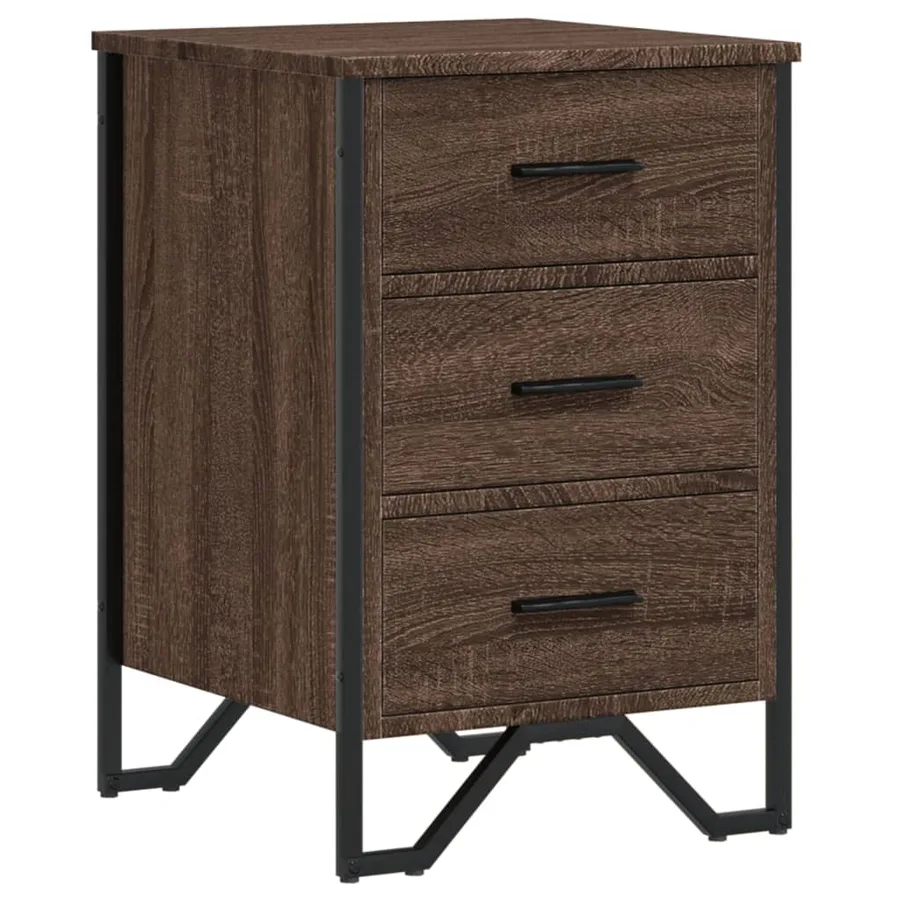 Table de chevet chêne marron 40x41x60 cm bois d'ingénierie - 2