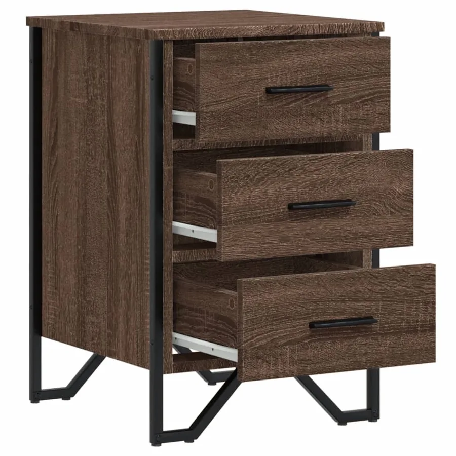 Table de chevet chêne marron 40x41x60 cm bois d'ingénierie - 8