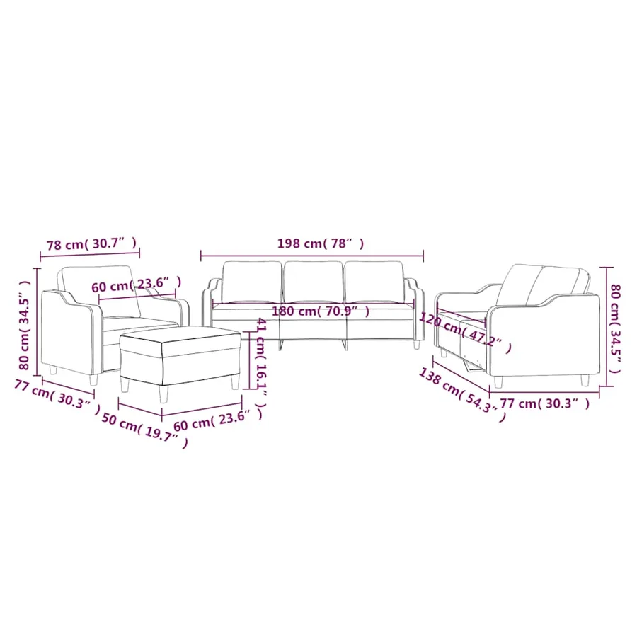 Ensemble de canapés 4 pcs avec coussins Noir Tissu - 10