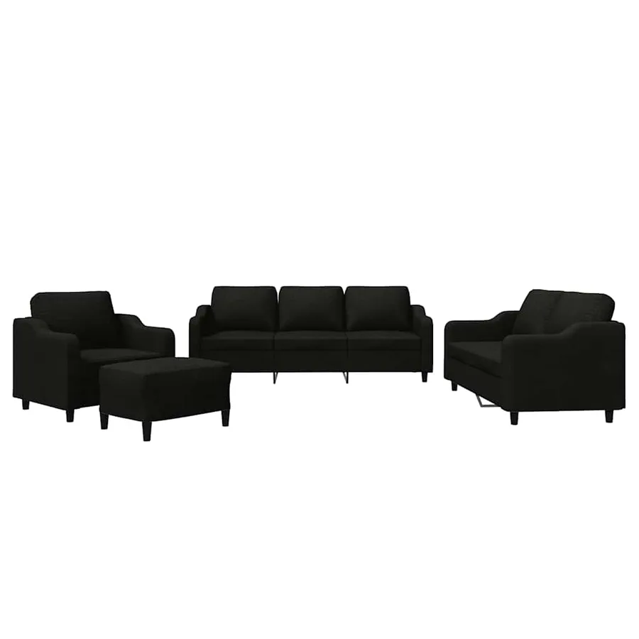 Ensemble de canapés 4 pcs avec coussins Noir Tissu - 2