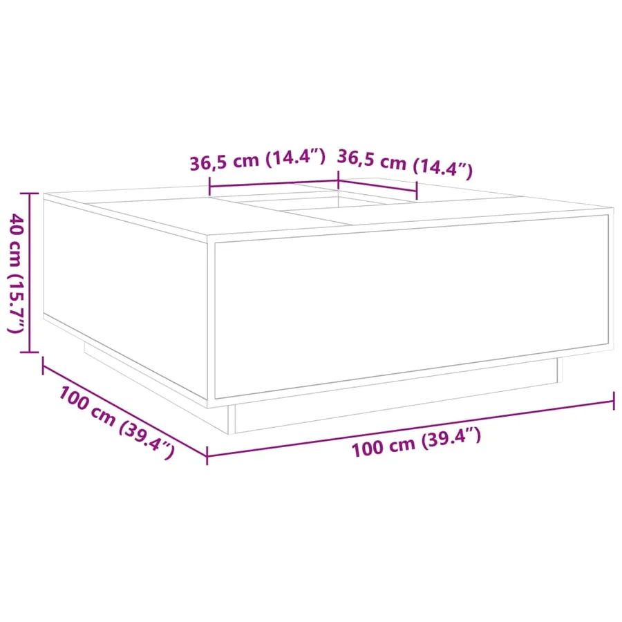 Table basse chêne marron 100x100x40 cm bois d'ingénierie - 9