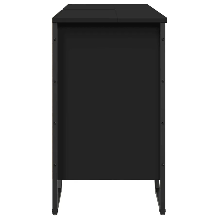 Armoire lavabo de salle de bain noir 91x35x60 cm - 5