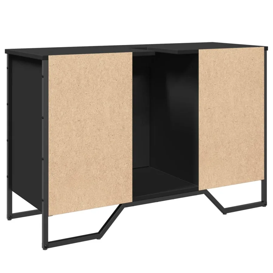 Armoire lavabo de salle de bain noir 91x35x60 cm - 6